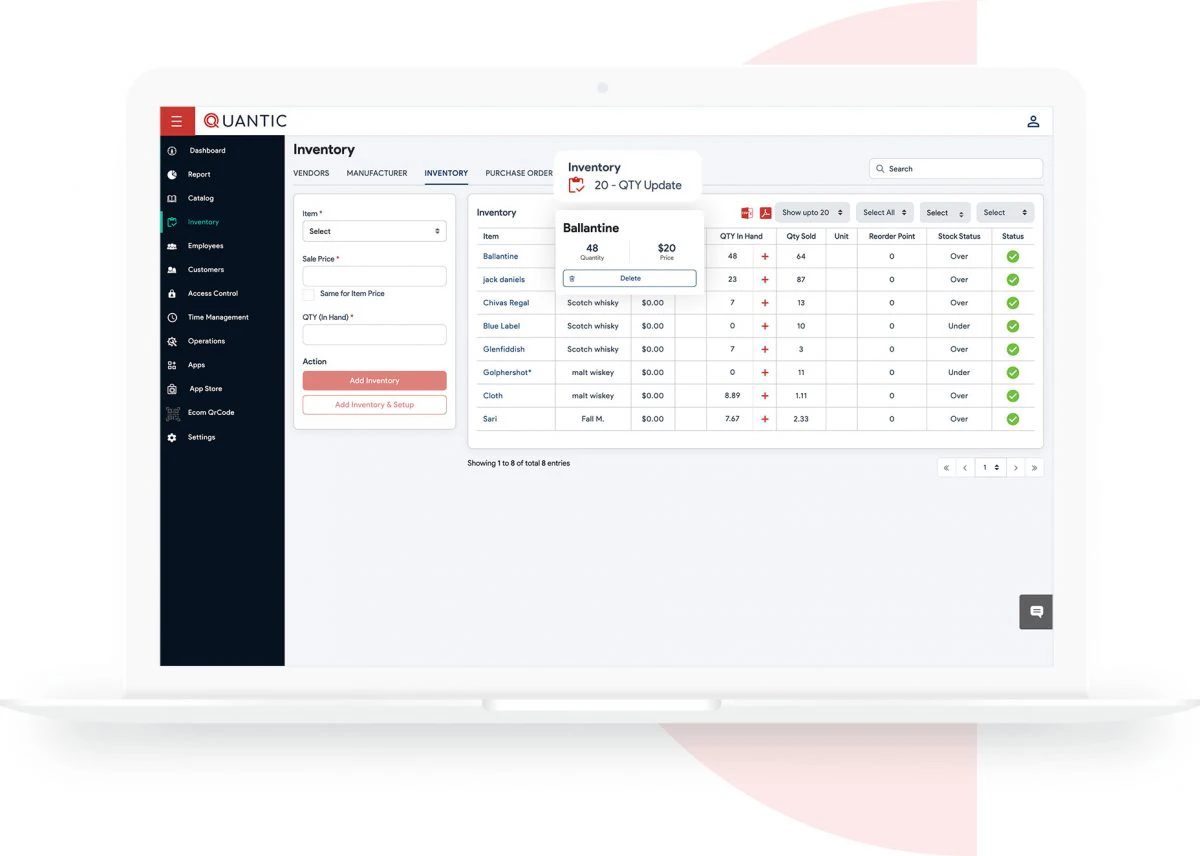 screenshot of Quantic POS
